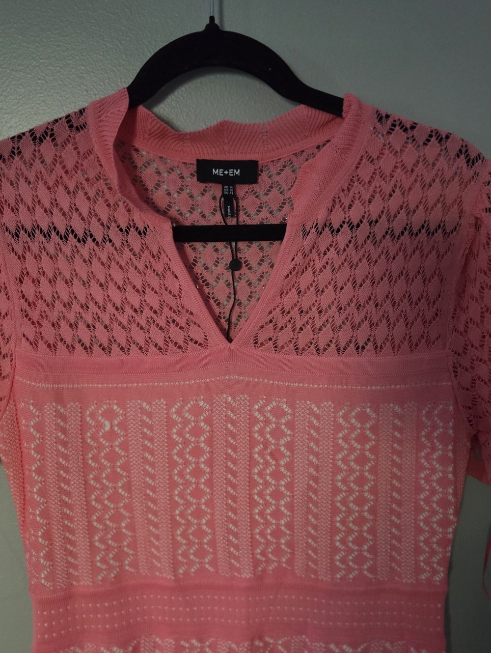 ME+EM Womens Pink Luxury Stich Knit Boho Maxi Dress. Sz 10 Beach Resortwear NWOT - Picture 10 of 12